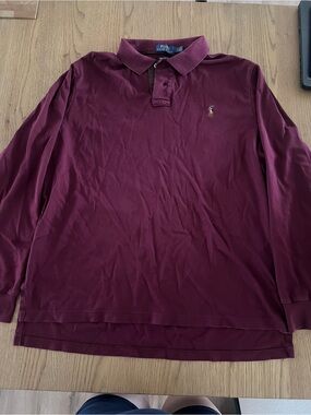Ralph Lauren Long-Sleeve Polo Shirt in Burgundy